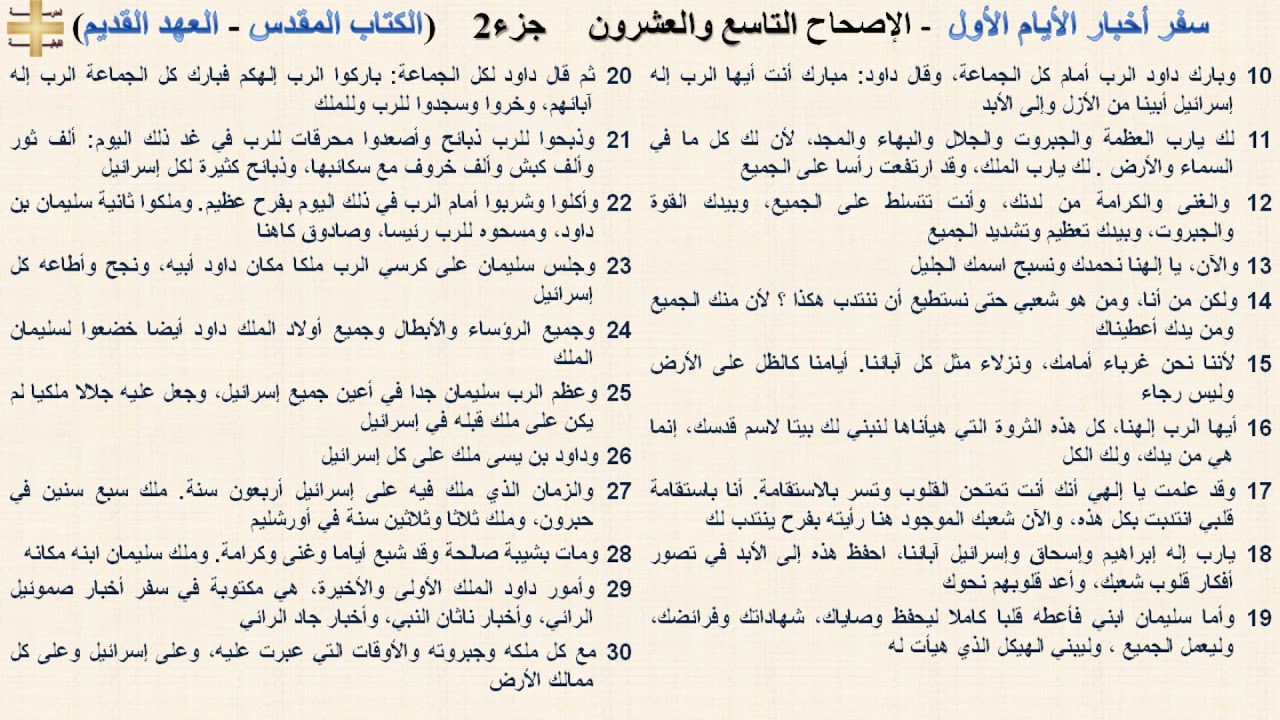 سفر أخبار الأيام الأول 29 جزء2 - الإصحاح التاسع والعشرون - د/مجدى نجيب - ابونا ابرام