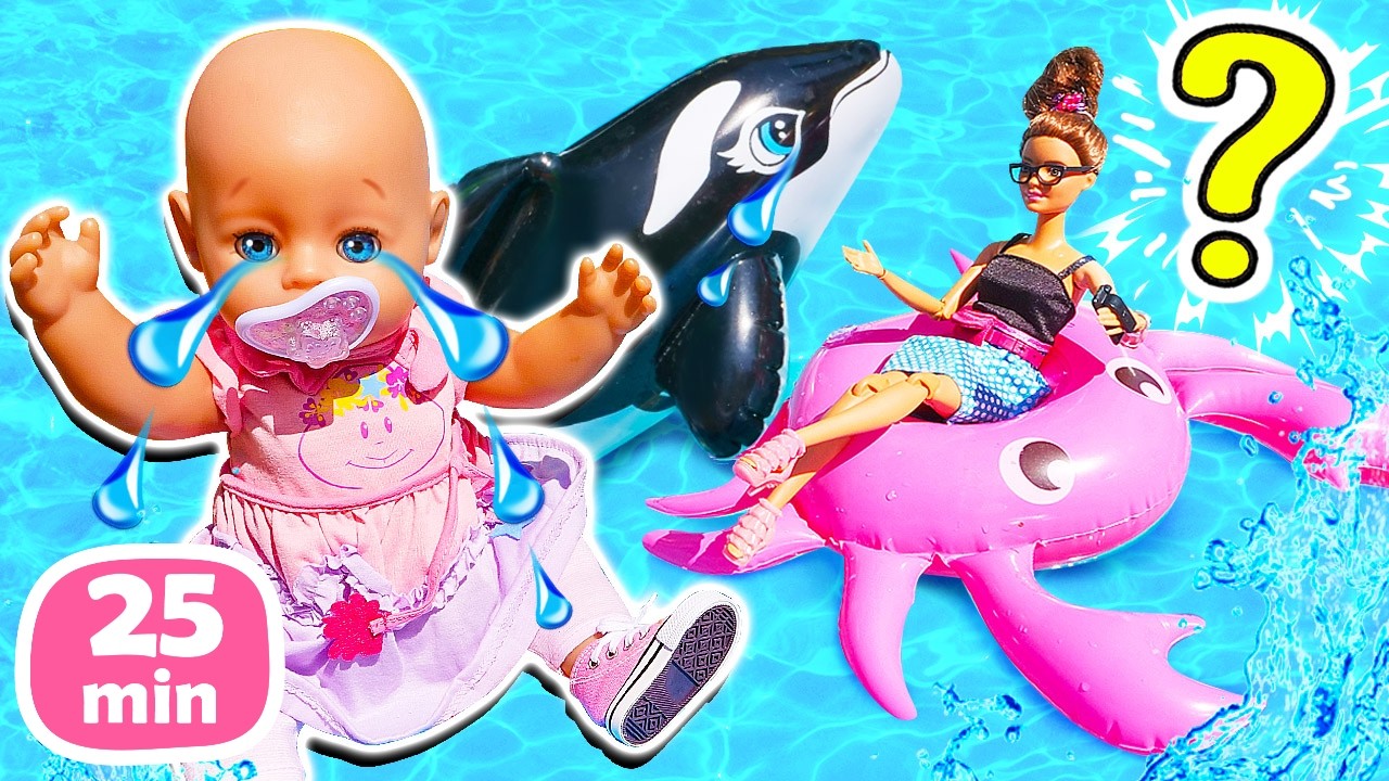 Les aventures de Baby Born et de sa nounou Barbie : Le spectacle des requins au parc aquatique