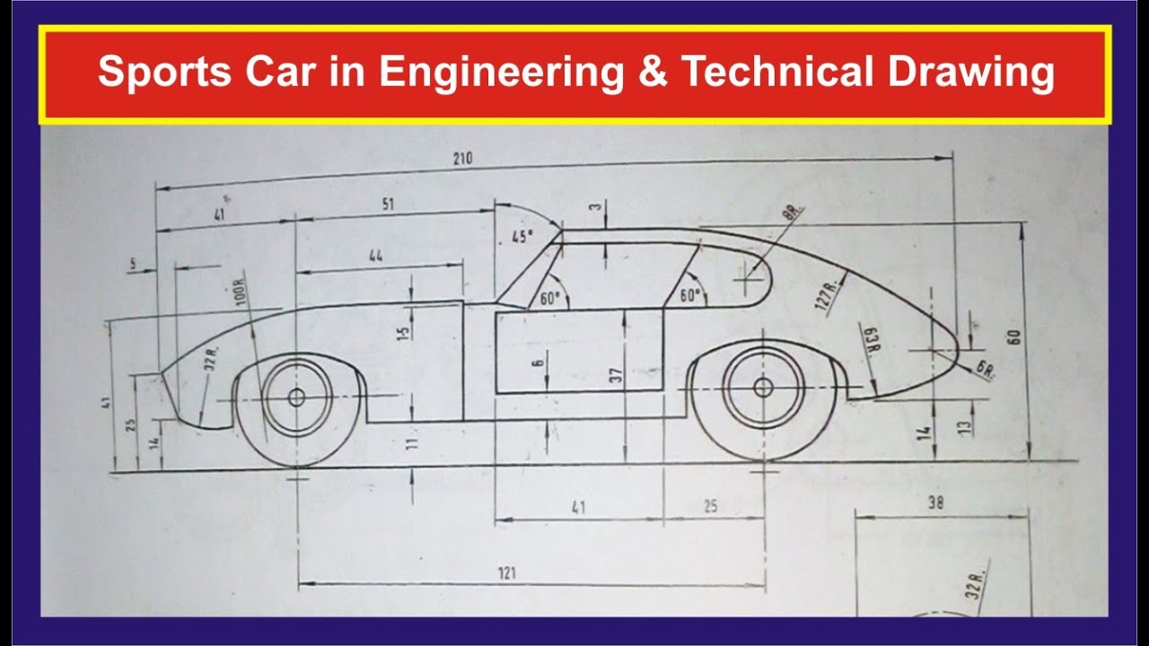 How To Draw A Sports Car In Technical And Engineering Drawing | Tangency Sports Car Drawing Tutorial