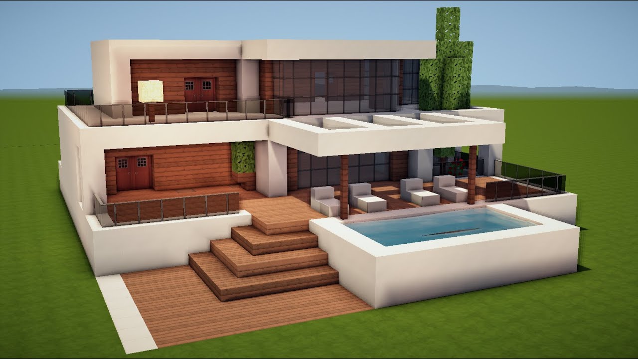 MODERNE VILLA mit POOL in MINECRAFT bauen TUTORIAL [HAUS 262]