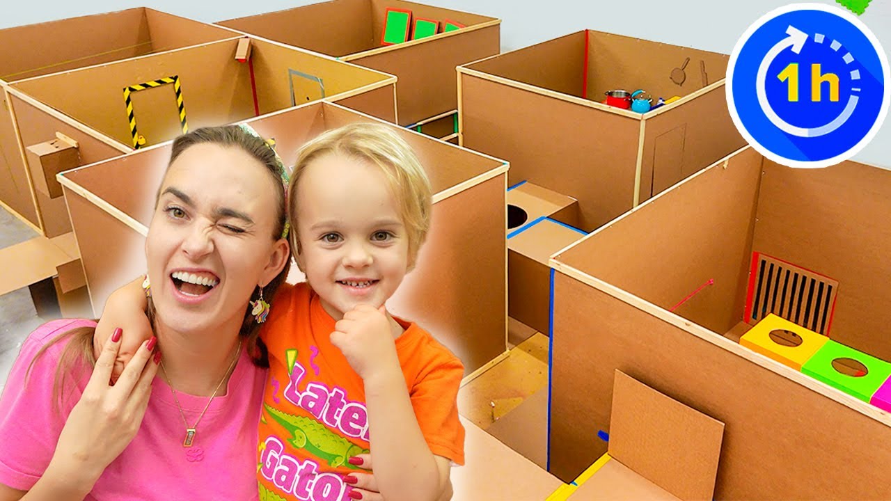Испытание лабиринта Box Fort и другие забавные истории для детей с Крисом и мамой