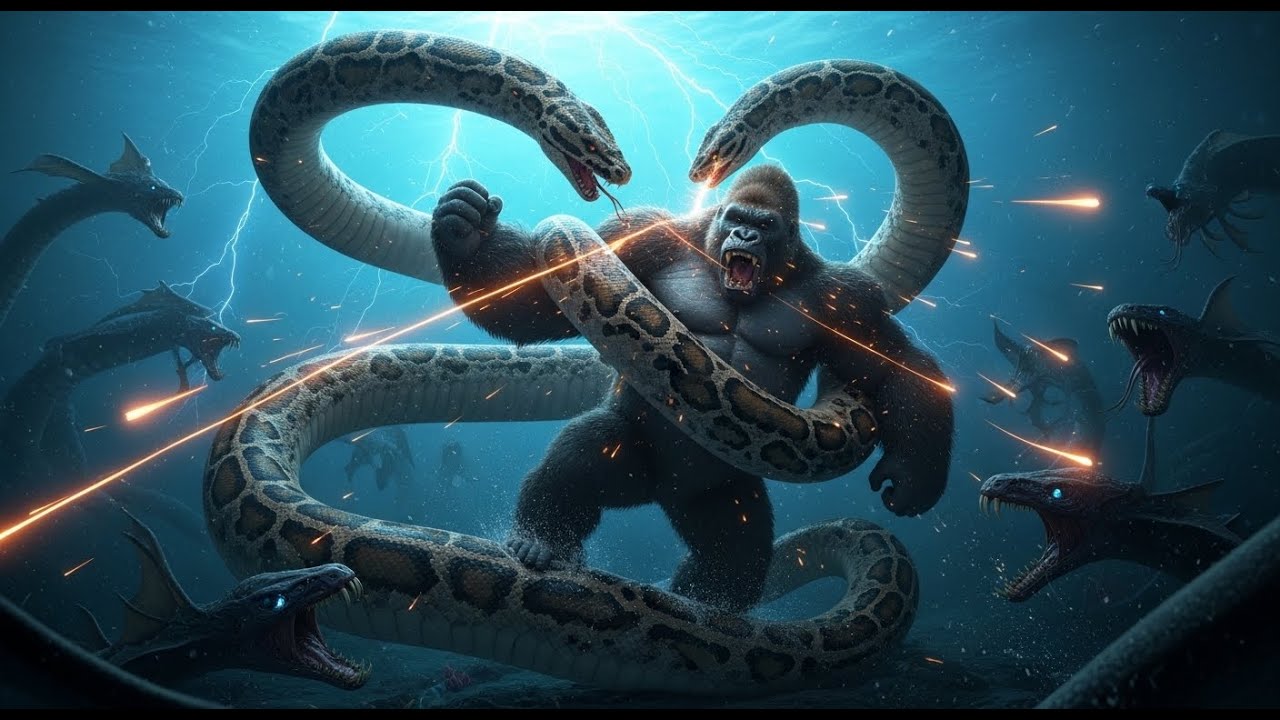kongo fights against a giant python and deep sea monsters the abyss war