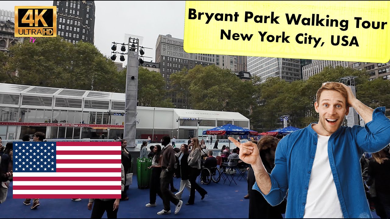 Bryant Park / New York City / USA / America / Walking Tour / 4K / ASMR