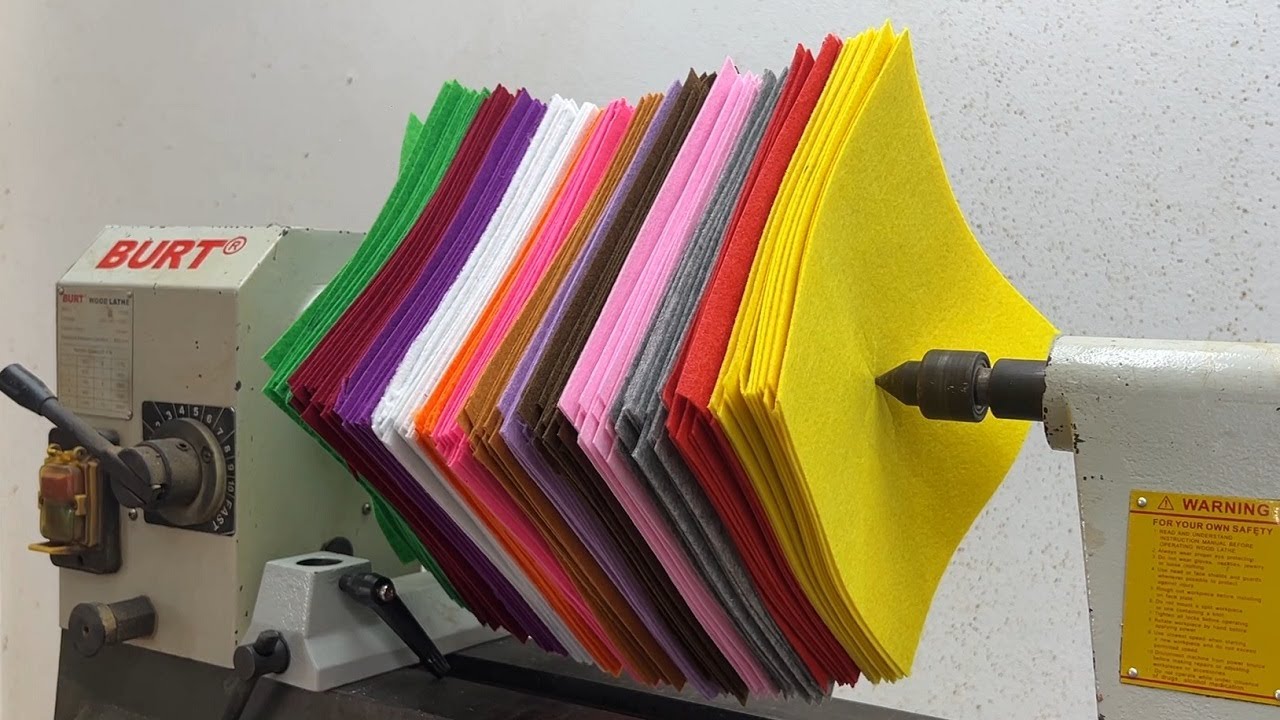 Amazing Woodturning Crazy - A Unusual Artistic Has Happened With Felt Fabric Sheets On The Lathe