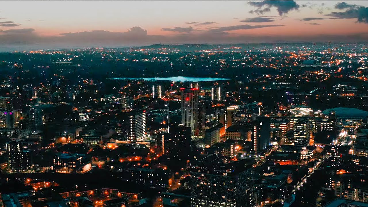 Birmingham Night Aerials In 8K