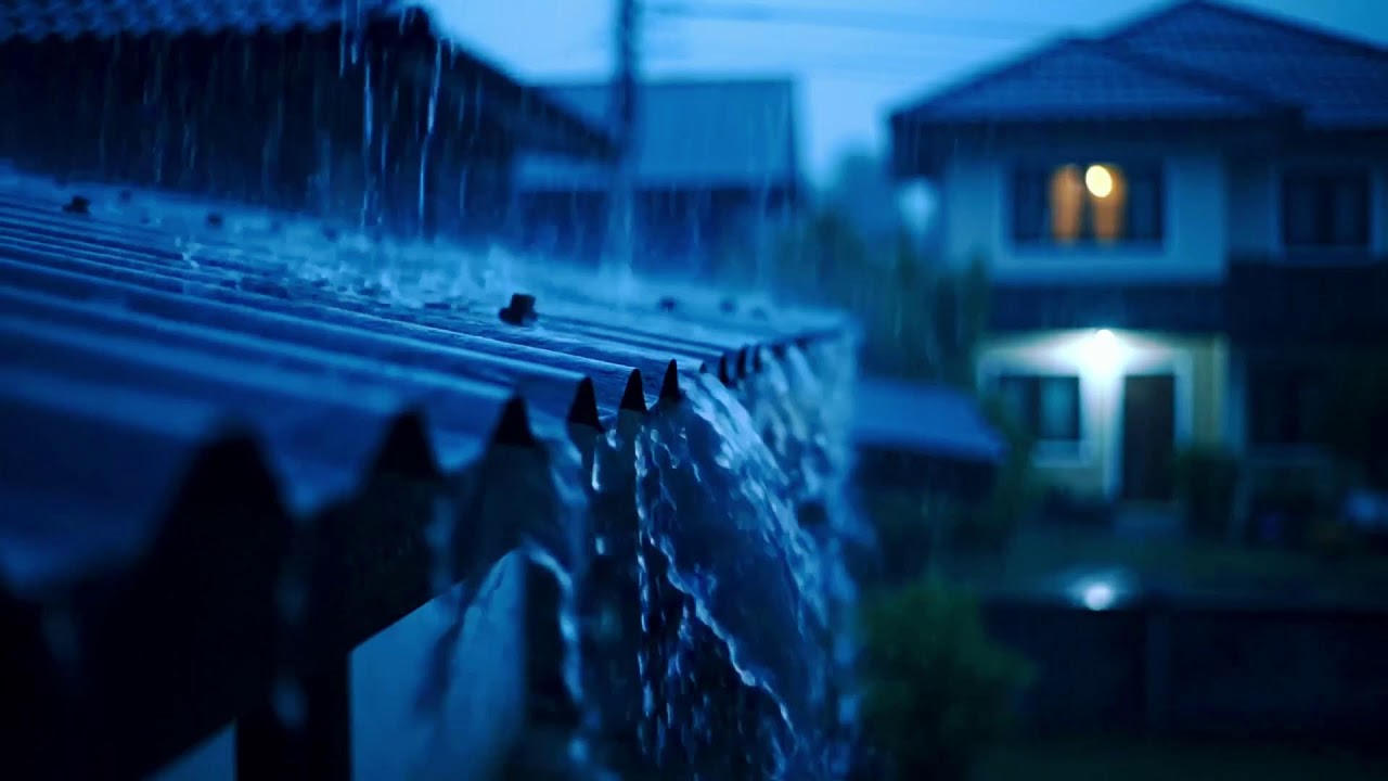 Serene Downpour on Tin Roof: Midnight Rainfall Echoing Softly in the Quiet Dark 215 HD