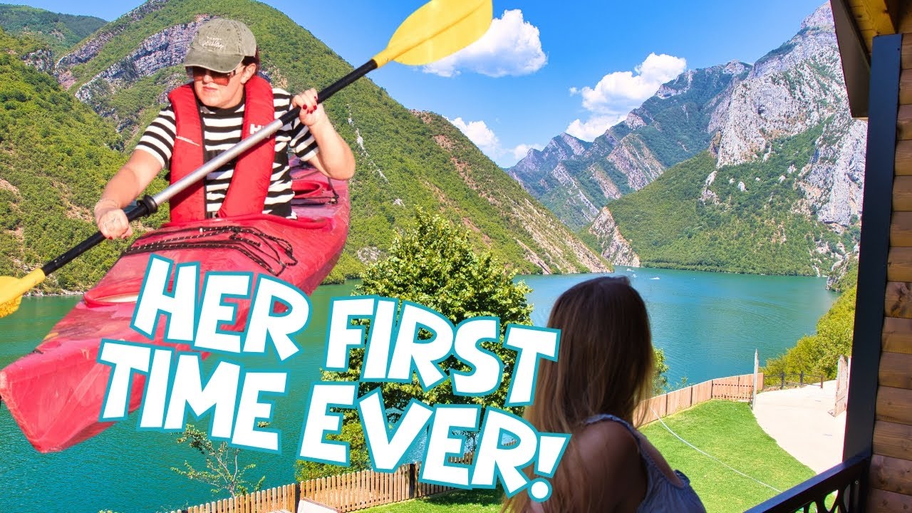 HER FIRST TIME ON KOMANI LAKE - Kayaking & Stand Up Paddle-boarding in Northern Albania