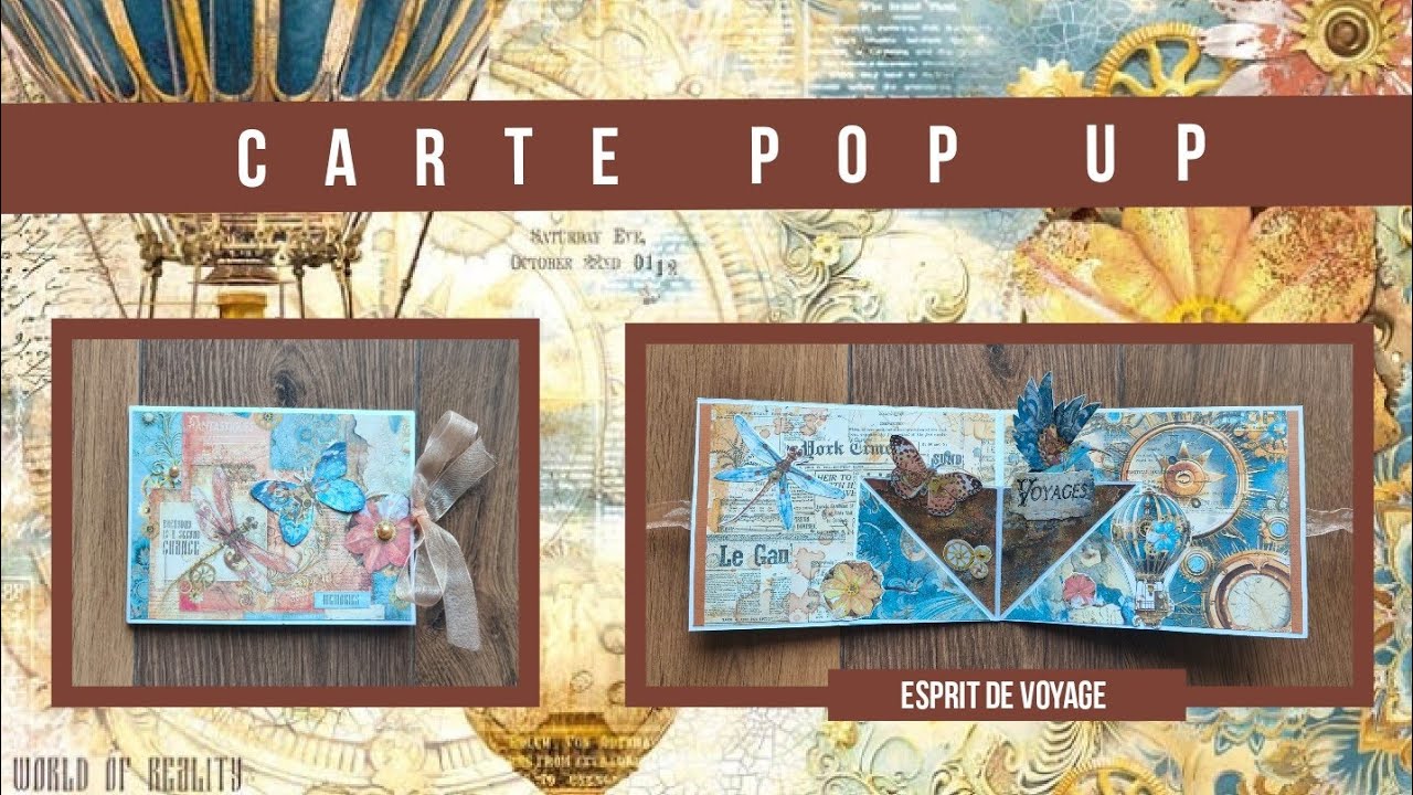 TUTO SCRAP Carte Pop Up Facile ”Esprit de Voyage