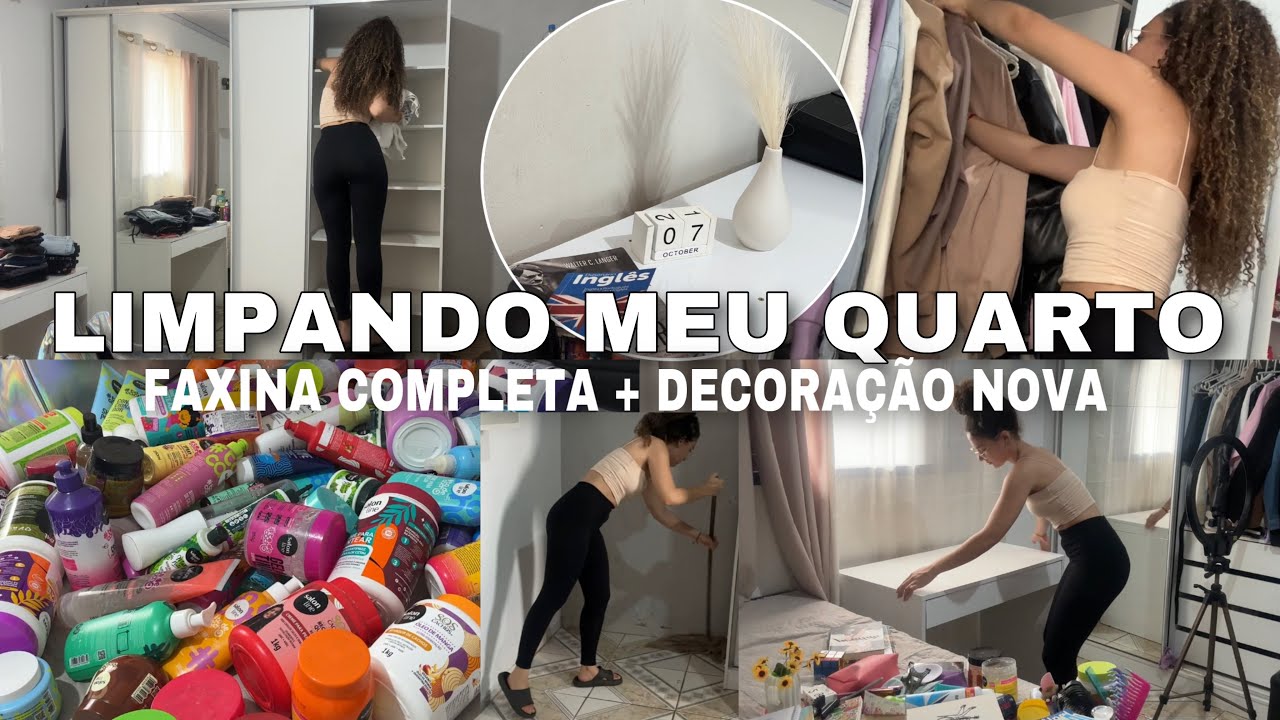 LIMPANDO MEU QUARTO • FAXINA COMPLETA + DECORAÇÃO NOVA 🤍✨