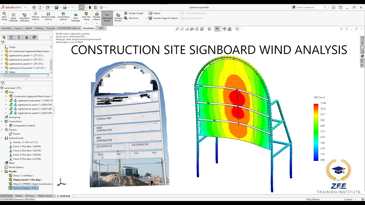 Анализ ветровых нагрузок на вывески в SOLIDWORKS