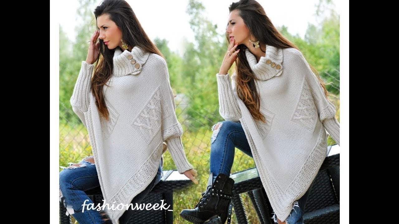 Свитер Пончо Спицами - 2019 / Knitting Sweater Poncho