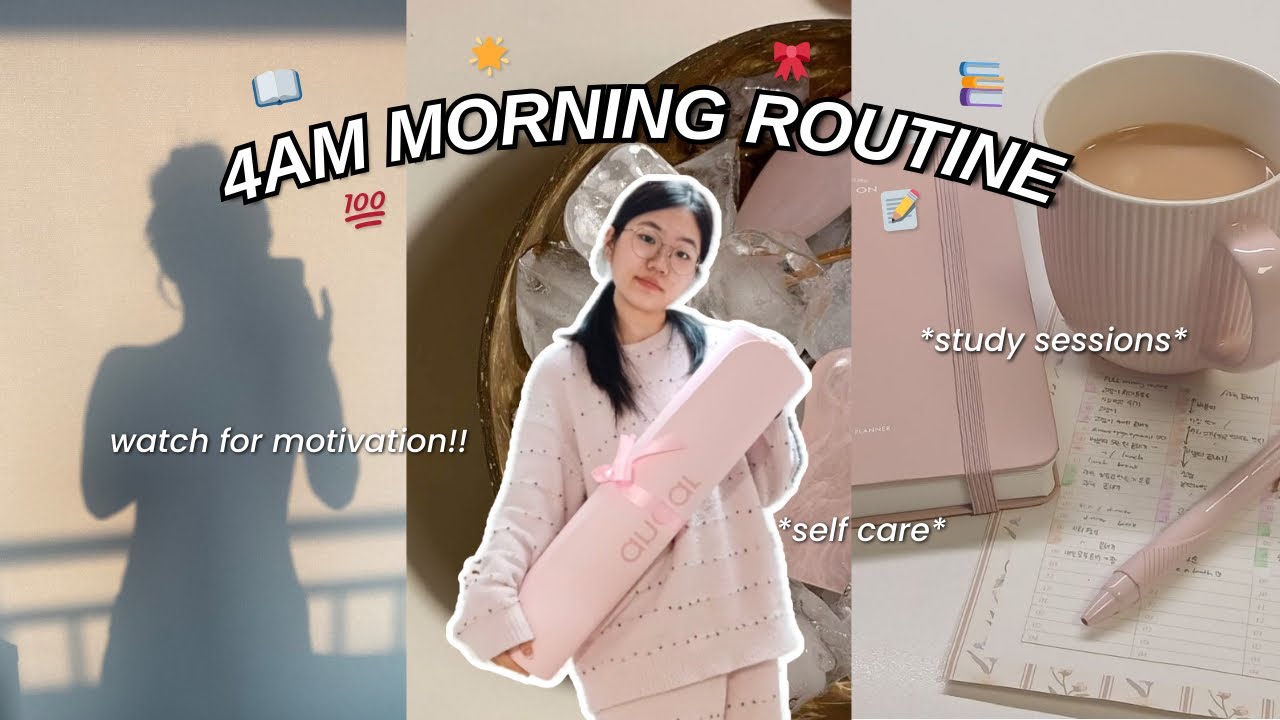 4AM PRODUCTIVE MORNING ROUTINE 🌟 top student meets pink pilates princess!