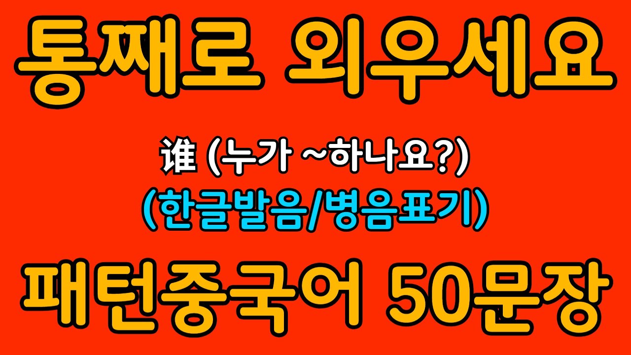 중국어 패턴 #047 | 谁 (누가 ~하나요?) | 왕초보도 바로 쓰는 중국어 패턴 | 중국어 회화 핵심 패턴 듣고 말하기