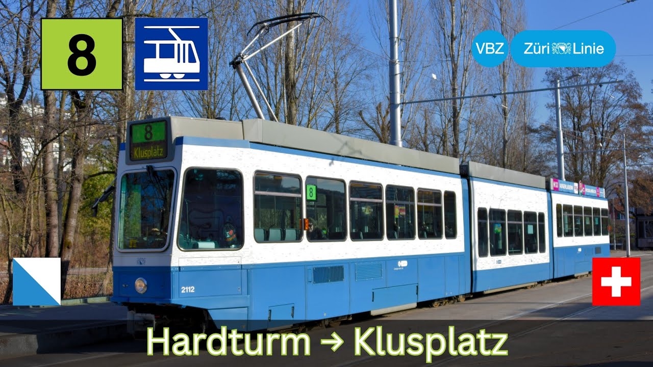 🇨🇭Zürich VBZ Tramlinie 8 | Hardturm - Klusplatz