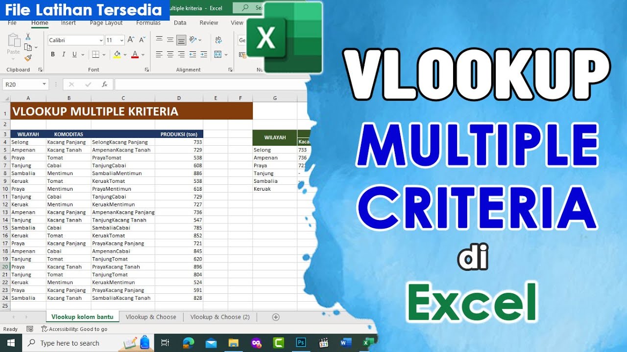 Cara menggunakan Vlookup dengan Banyak Kriteria (MULTIPLE CRITERIA)