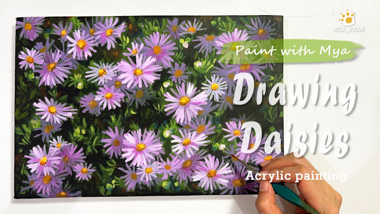Drawing Daisies /Step by Step/ Acrylic Painting #069