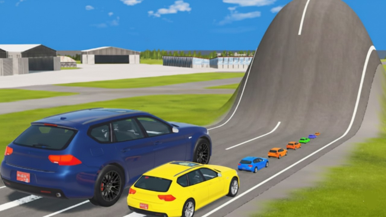 Small to Giant Cars vs Giant Bulge - BeamNG.drive