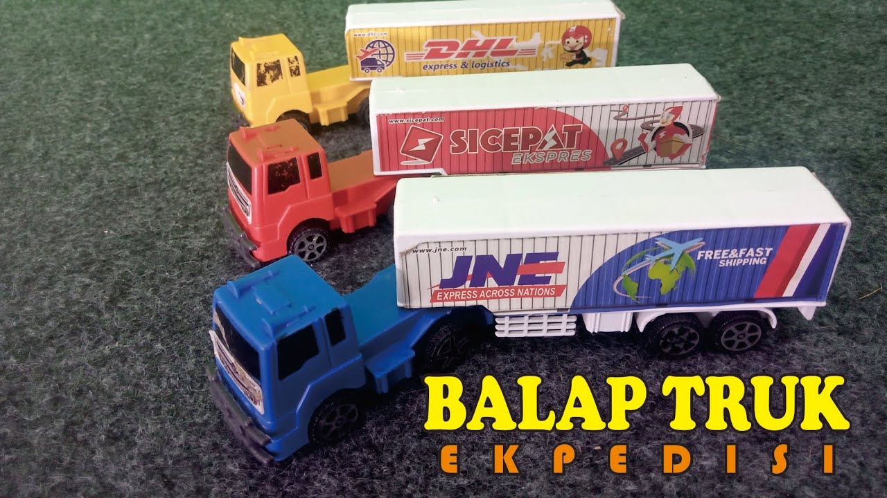 Truk Merah Kuning Biru Balapan, Deg-deg-an Sampai Finish!