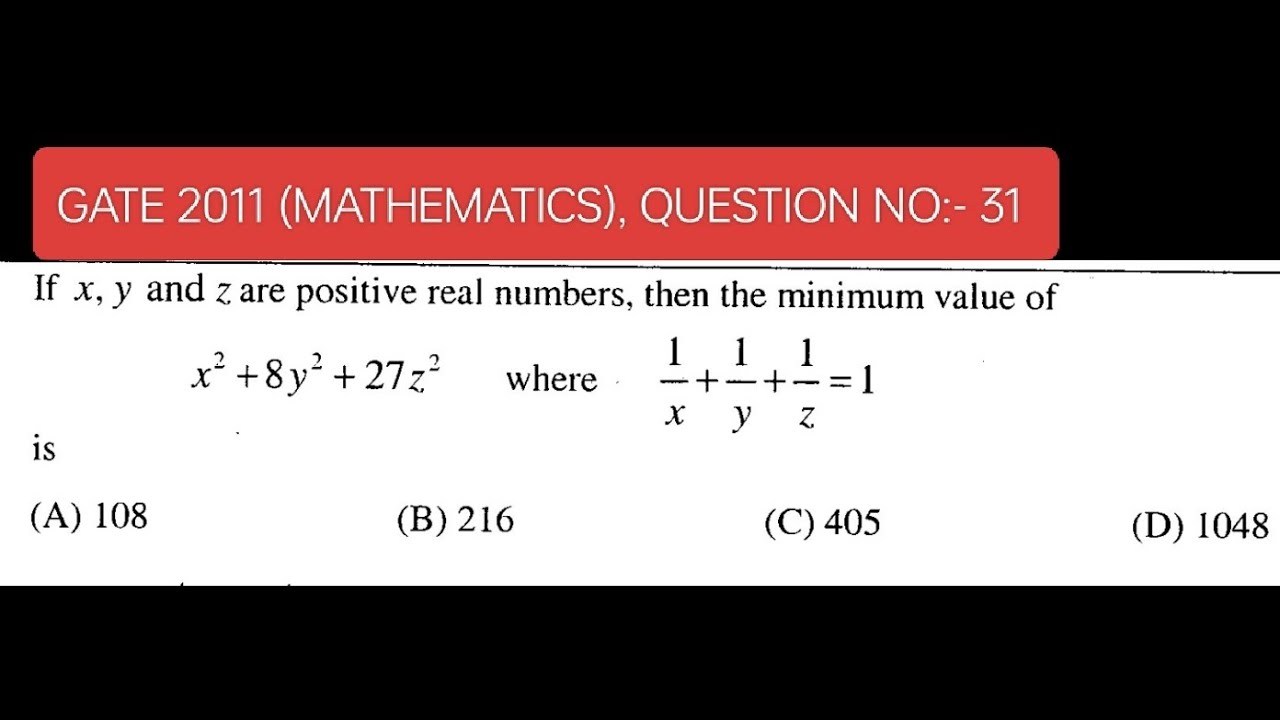 GATE 2011 Mathematics Question 31 | Complete Solution | Step-by-Step Explanation