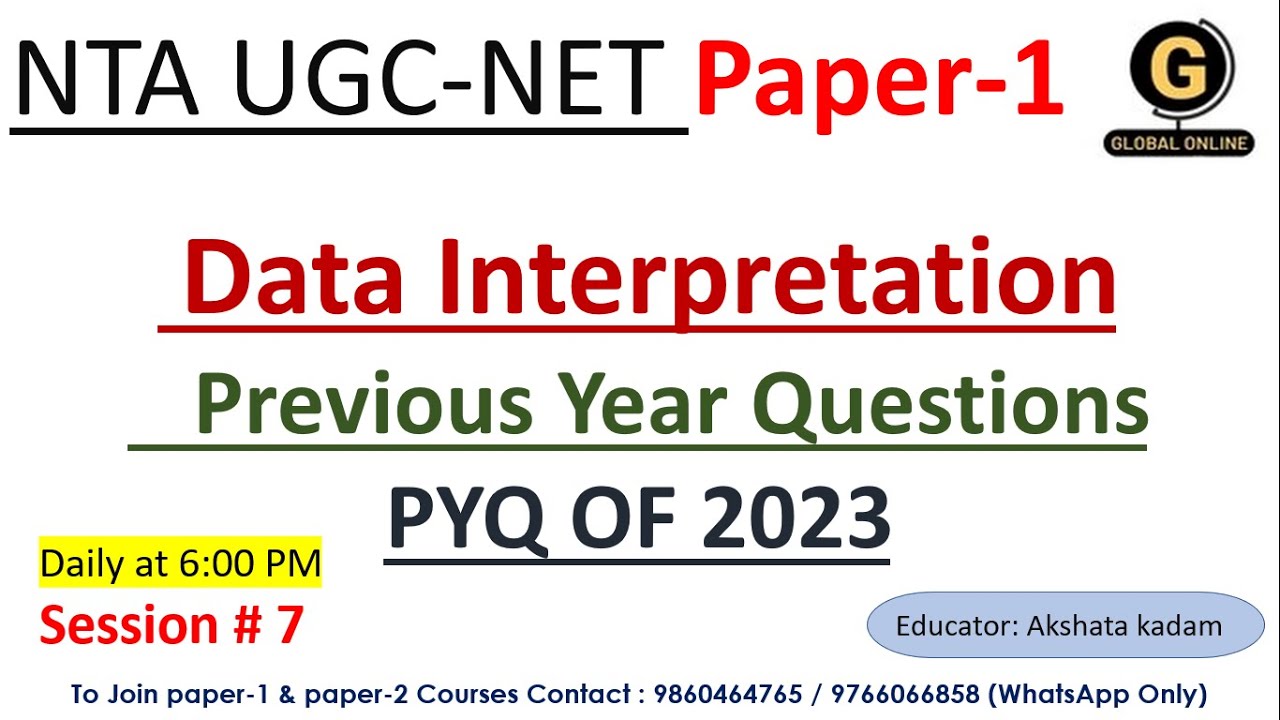 Data interpretation Previous Year Questions | NTA UGC NET Paper 1 Preparation December 2023