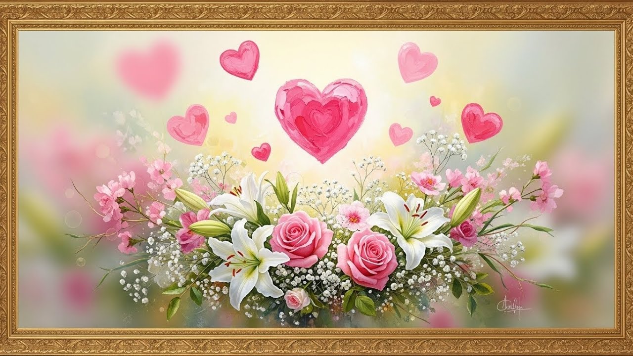 Frame TV Art: Love & Flowers Aesthetic Art | 4K Animated TV Wallpaper | Magical Pink Garden