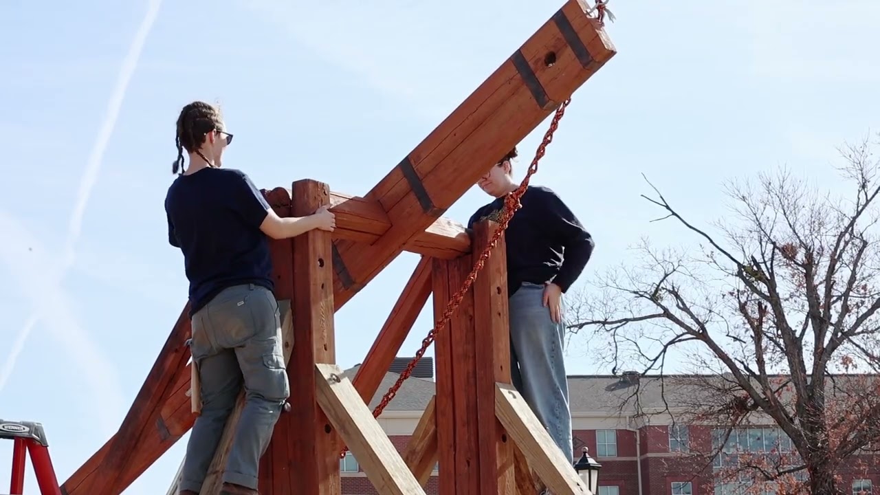 UCO Medieval Society Launched Its Trebuchet on Tuesday