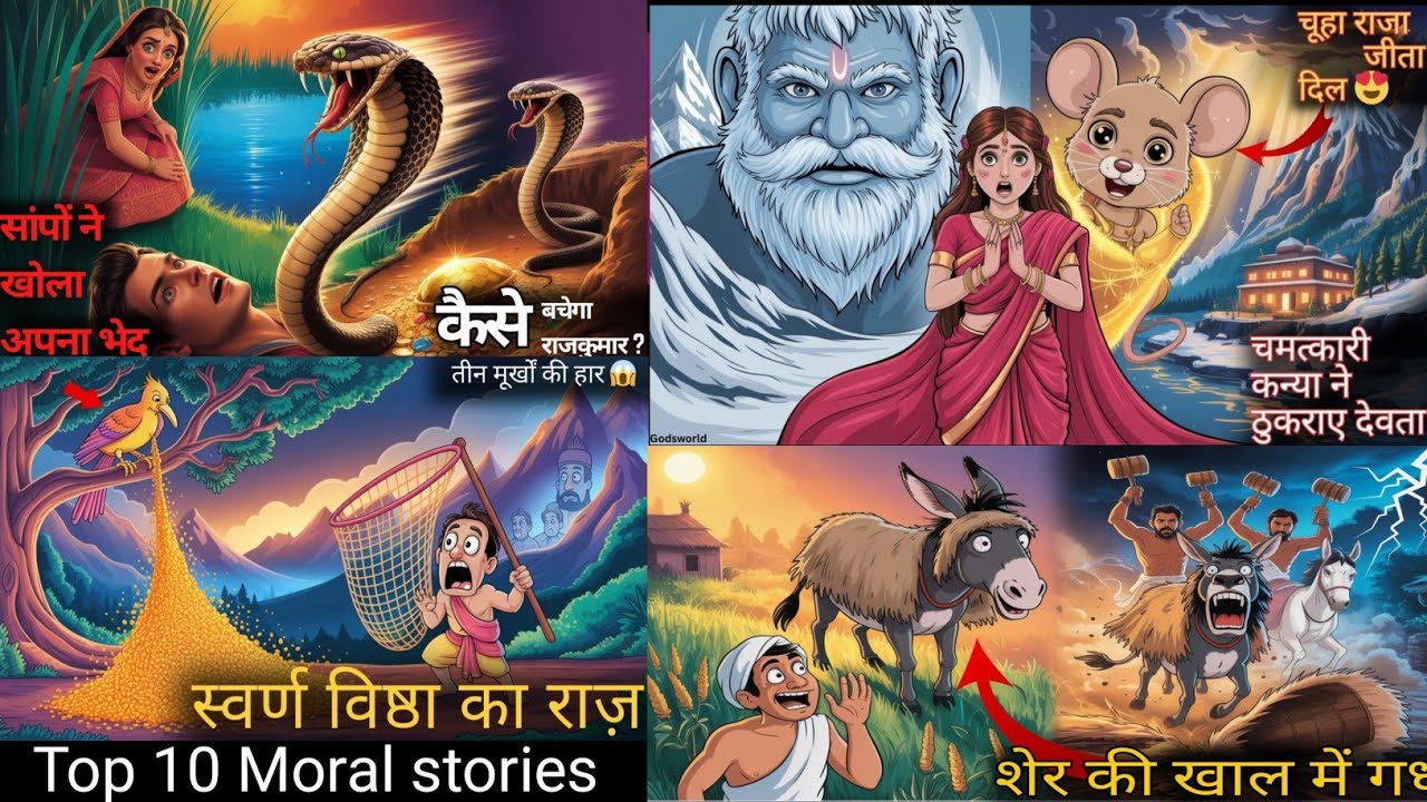 10 hindi Moral stories | Hindi Story | kahaniyan #GreedyKing #HindiKahani #GodsWorld #kidsstories