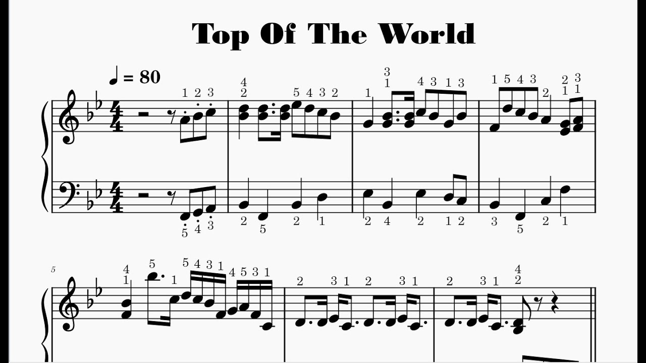トップ・オブ・ザ・ワールド / Carpenters -Top of the World（ピアノ簡易版）
