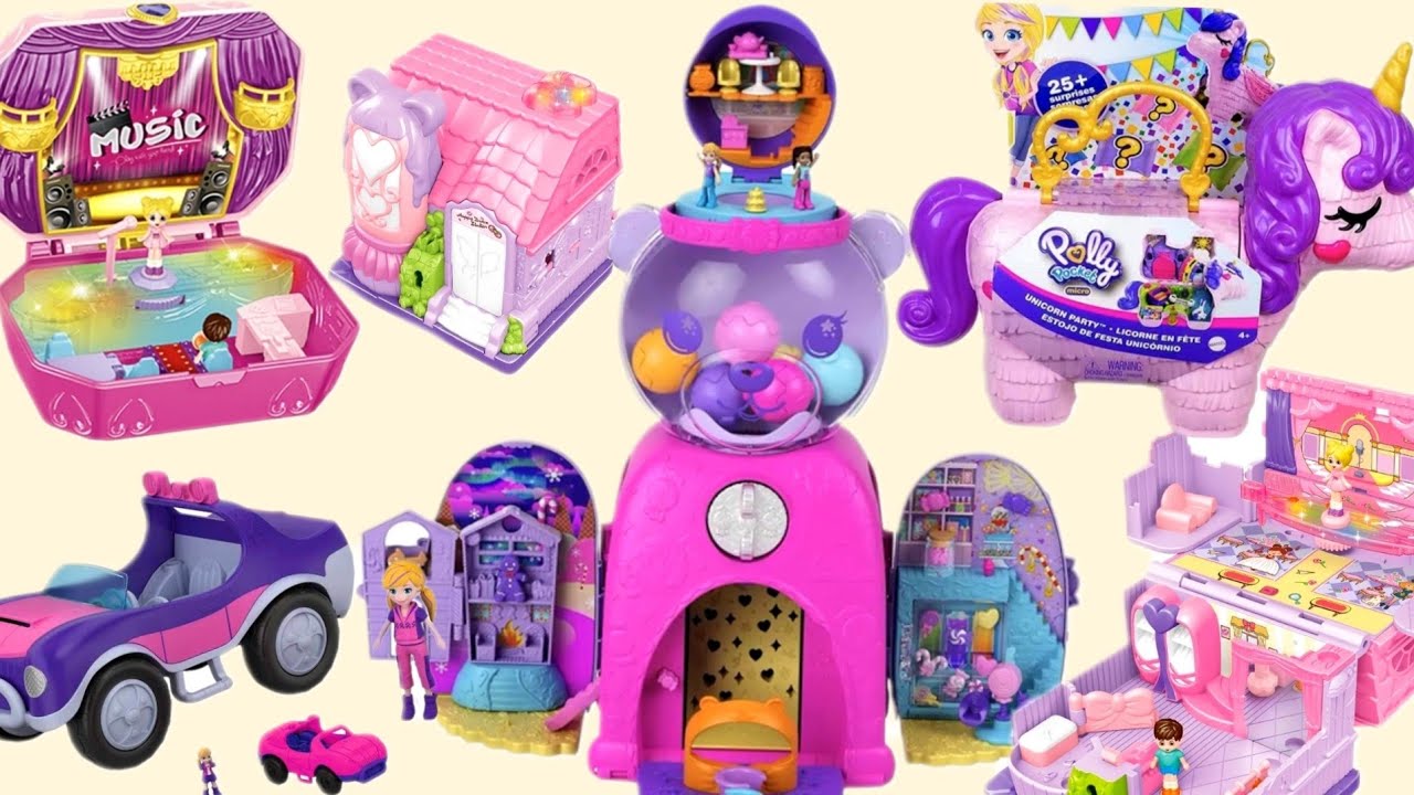 ASMR | UNBOXING MICRO toy COLLECTION POLLY POCKET GUMBALL BEAR Playset, Polly house, Polly music