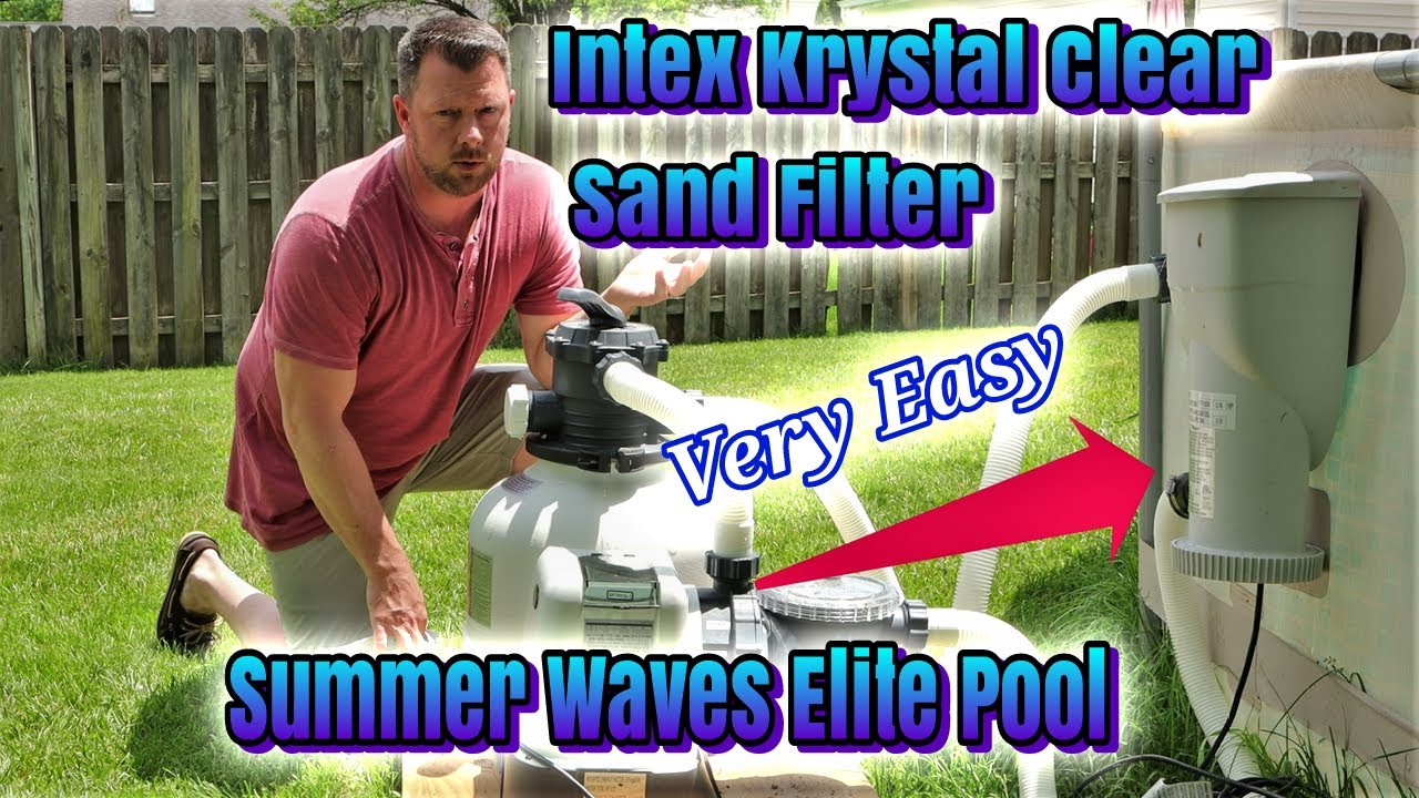 Intex Krystal Clear Sand Filter Pump hooked up to a Summer Waves Elite Pool