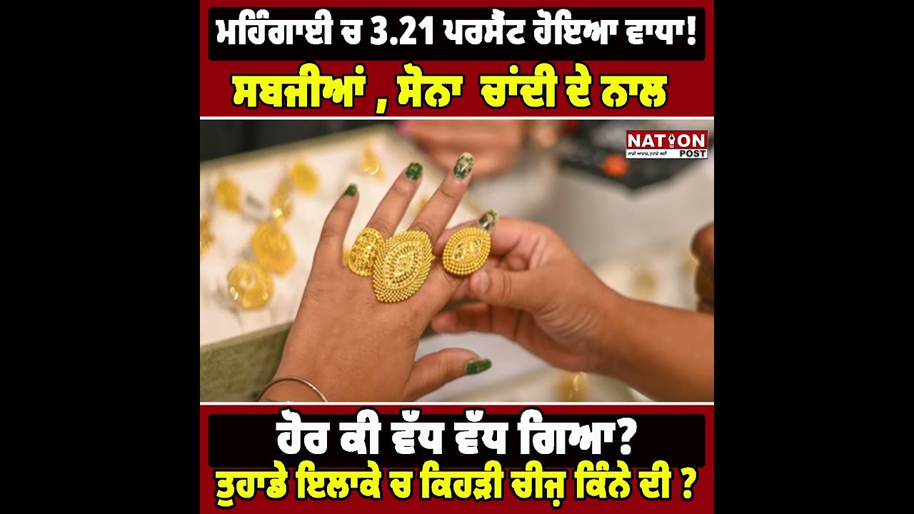 ਮਹਿੰਗਾਈ ਚ 3.21 ਪਰਸੈਂਟ ਹੋਇਆ ਵਾਧਾ!ਸਬਜੀਆਂ , ਸੋਨਾ ਚਾਂਦੀ ਦੇ ਨਾਲ ਹੋਰ ਕੀ ਵੱਧ ਵੱਧ ਗਿਆ?