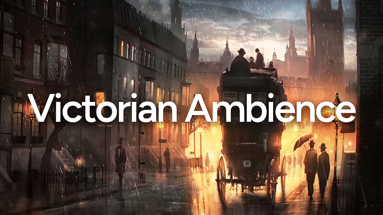 VICTORIAN LONDON AMBIENCE | Thunder and Rain Sounds, Horses, Crows, Church Bell Sounds