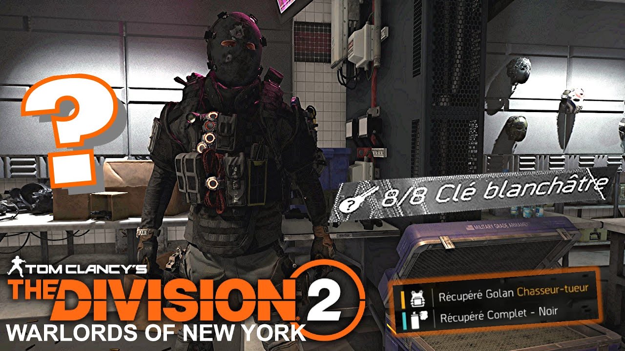 THE DIVISION 2: ÉNIGME DES 8 CLÉS BLANCHÂTRE + 13 MASQUES DE CHASSEURS HUNTERS Warlords Of New York