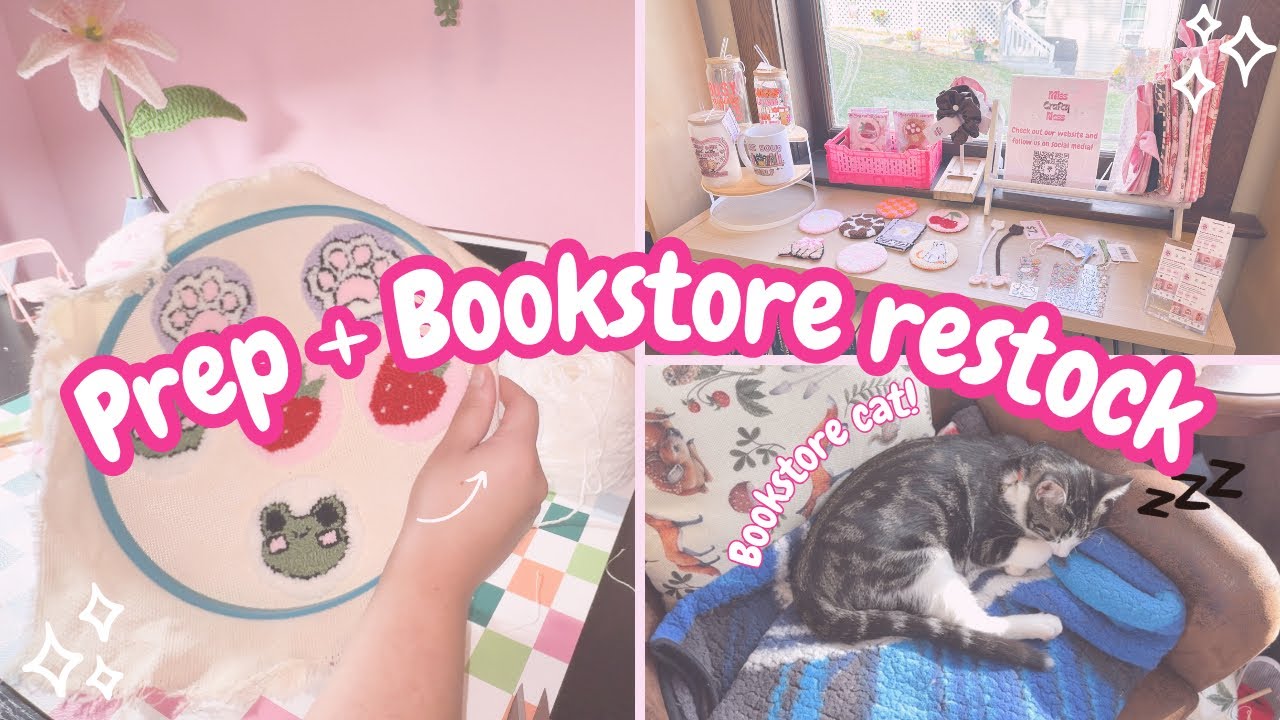 Prep + Bookstore Restock! 📖 | Making mug rug car coasters! 🎀