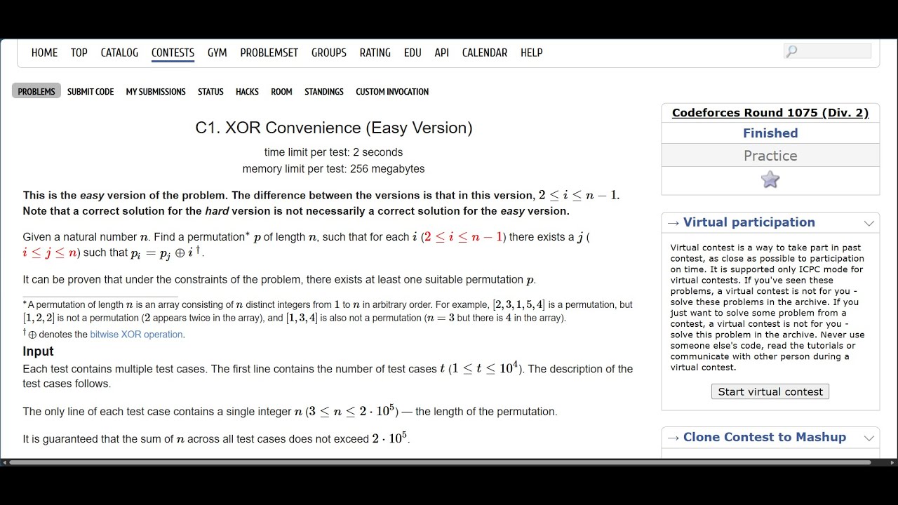 C1. XOR Convenience (Easy Version) | Codeforces Round 1075(Div 2)