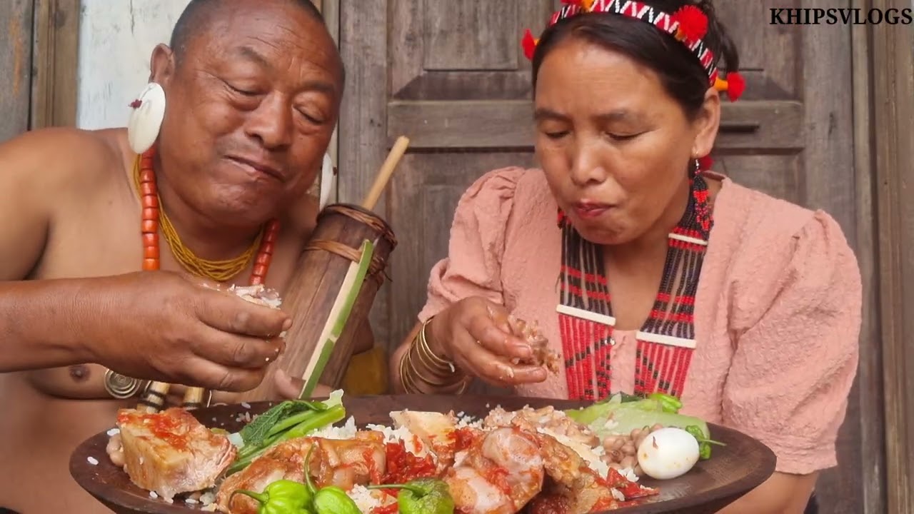 Celebrating Metümnyo Festival//Eating Huge pork belly with my Wife// Spicy king chilli // Naga style