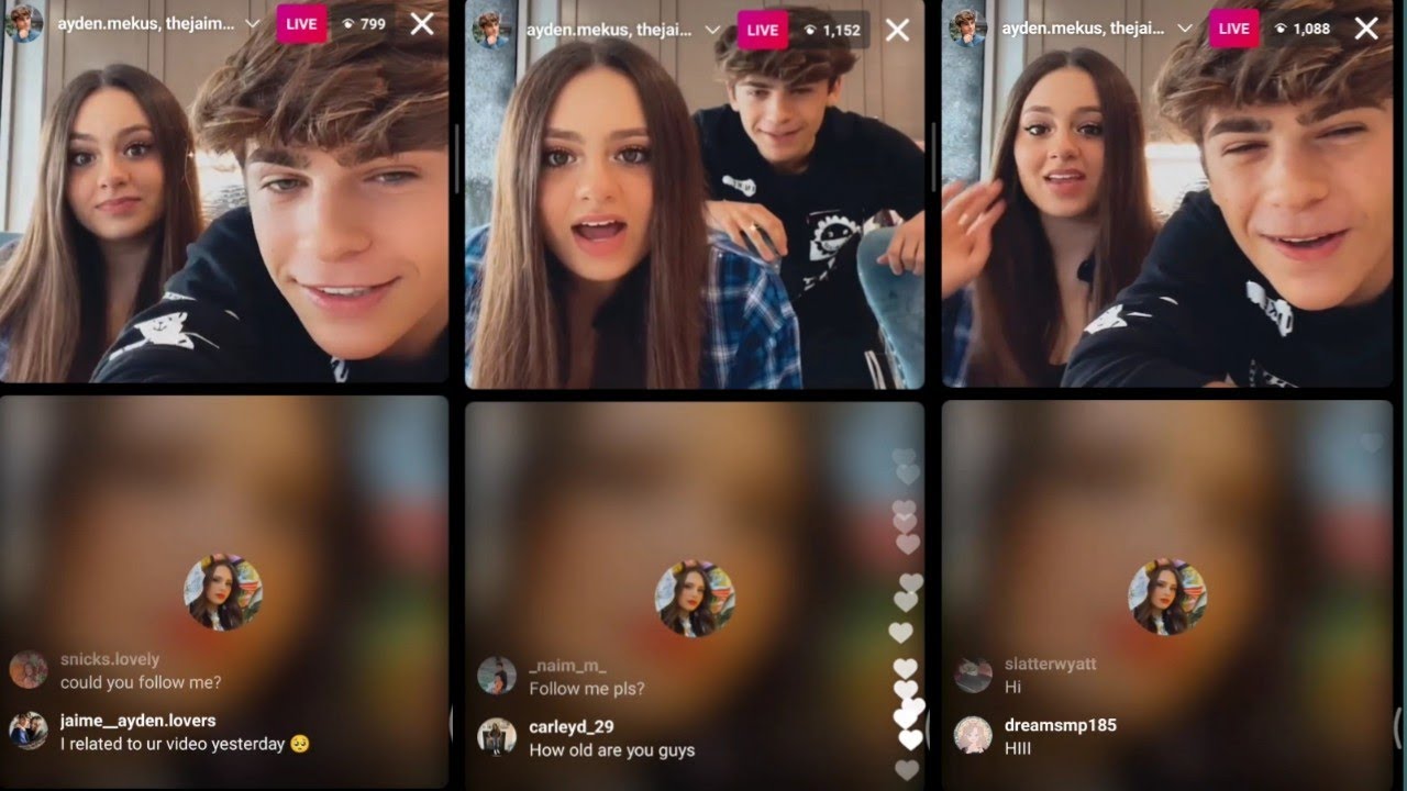 AYDEN MEKUS AND JAIMIE INSTAGRAM LIVE