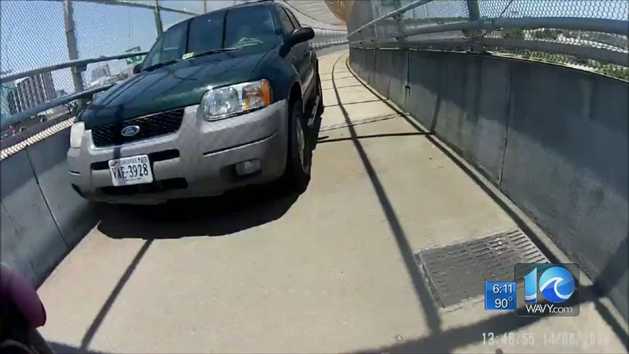 Bicyclist hit by vehicle on pedestrian bridge