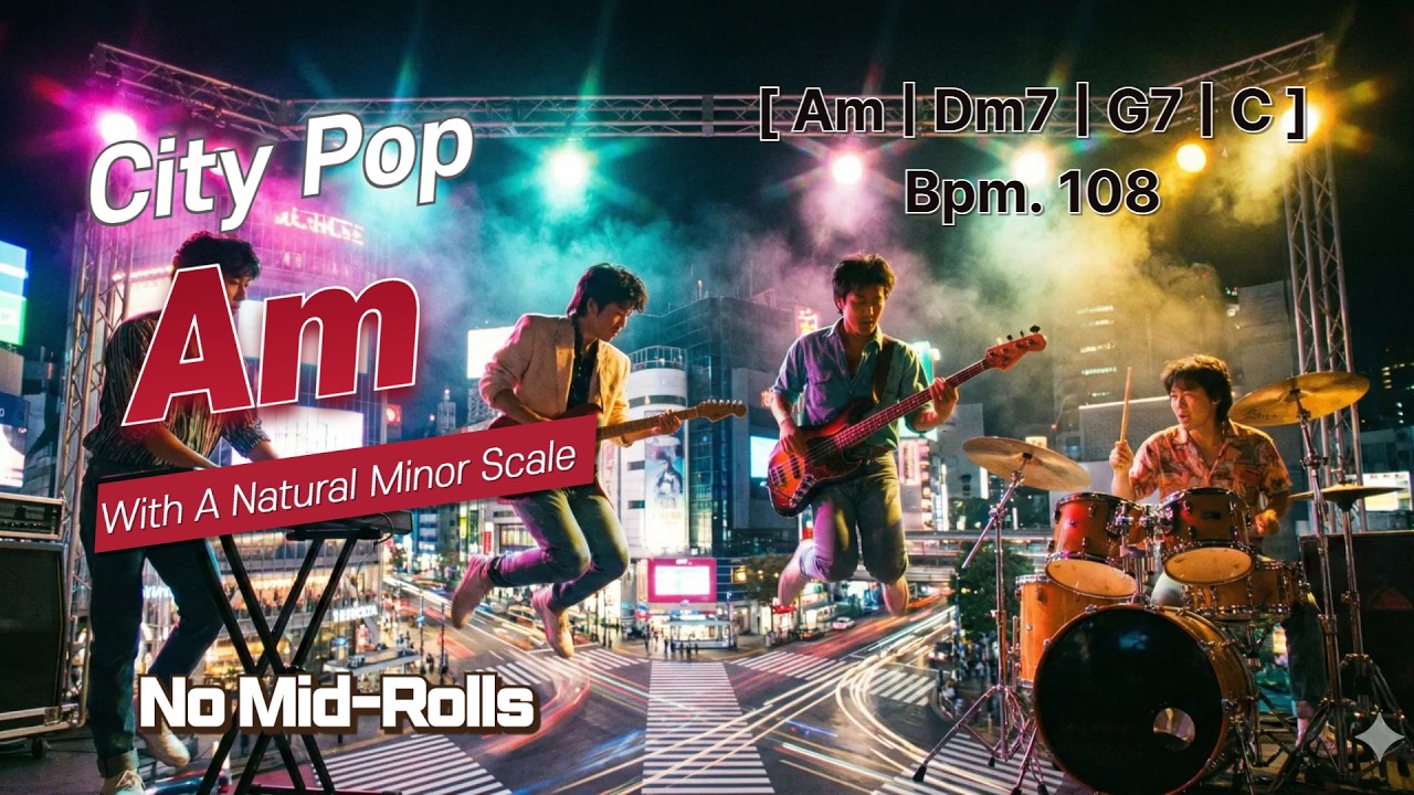 [City Pop] Japanese Style Guitar Backing Track in A Minor