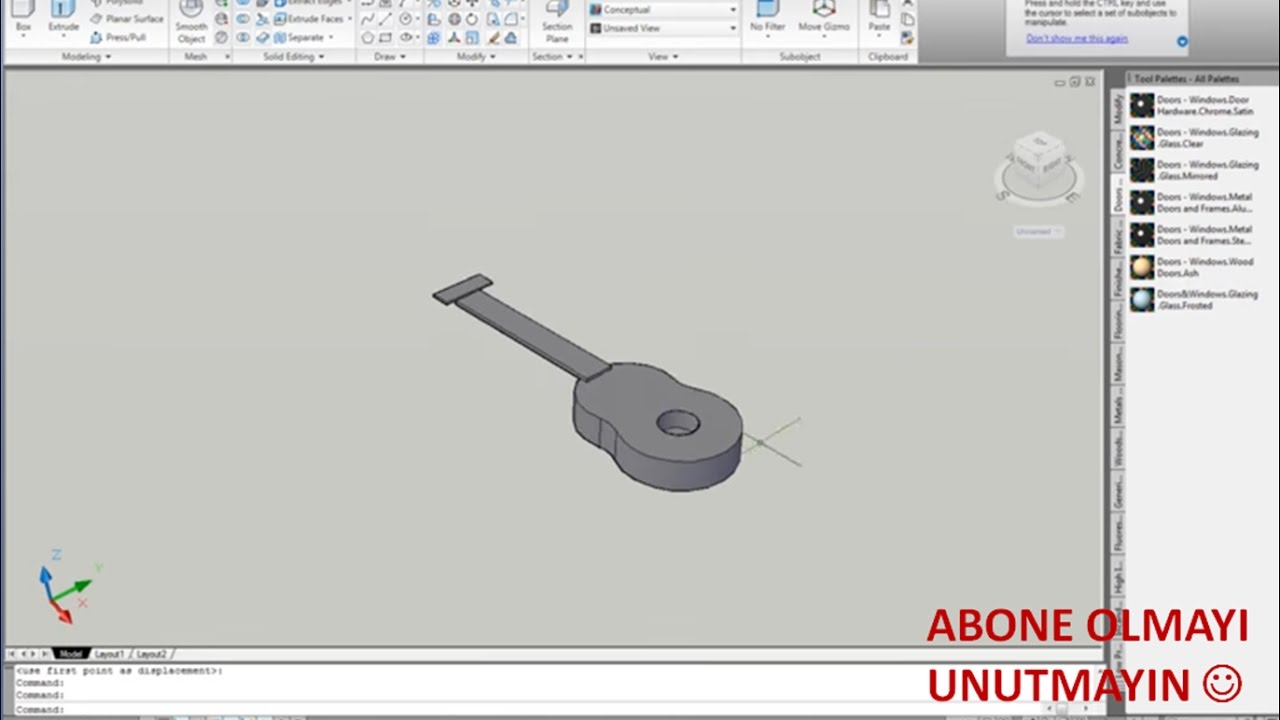 AUTOCAD 3 BOYUT - TUNA HOCA ( DERS 2)