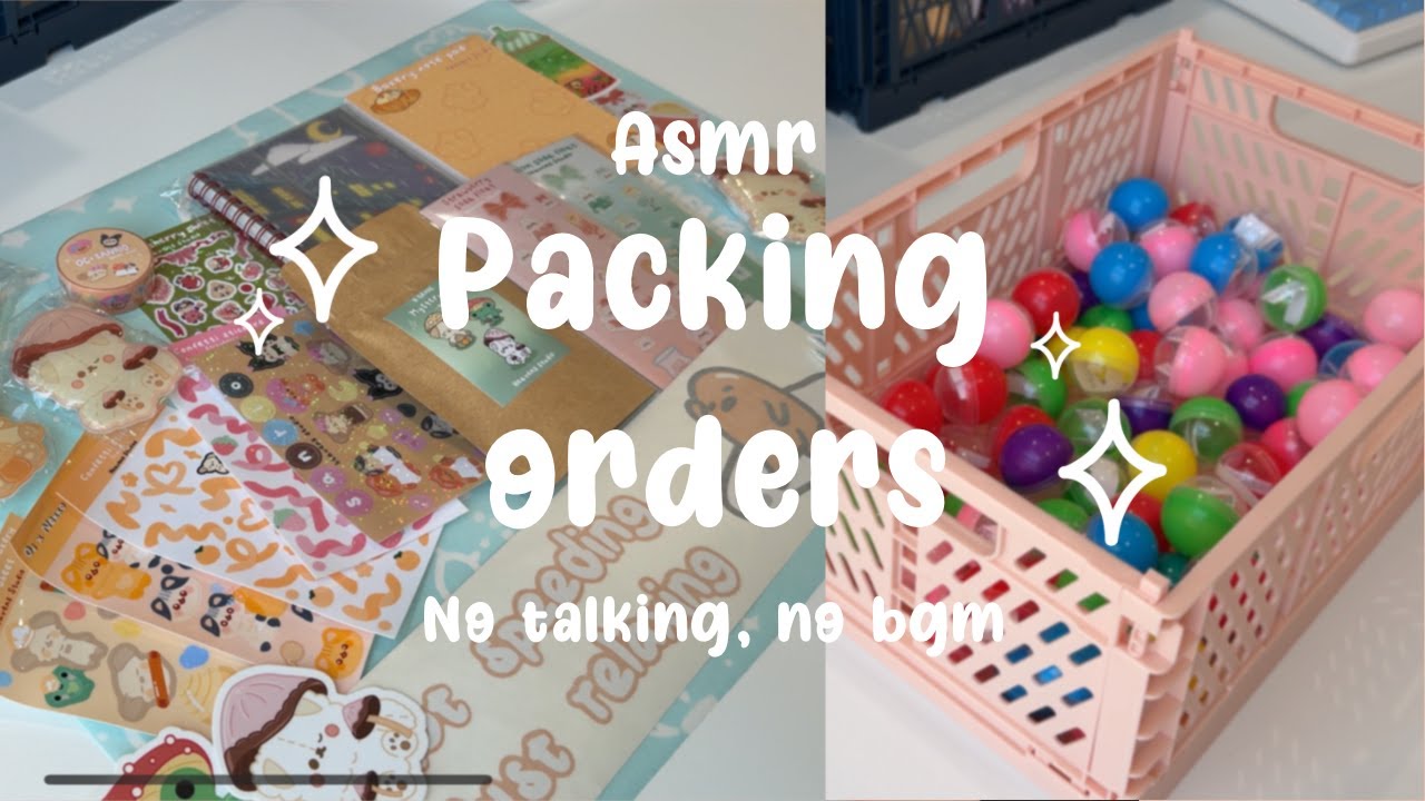Packing orders for my sticker business 💌✨ | ASMR packing sounds, no talking, no bgm