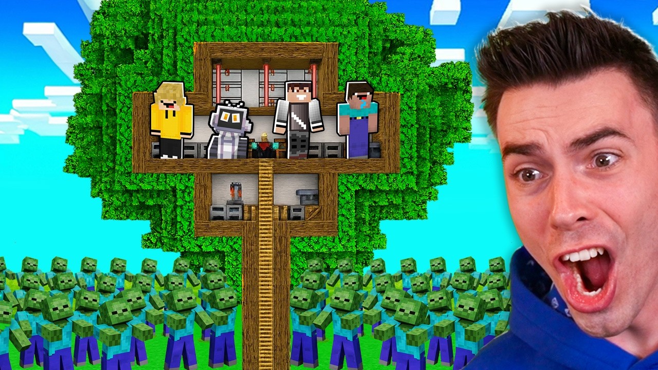 Zbudowałem DOMEK NA DRZEWIE aby PRZETRWAĆ APOKALIPSĘ ZOMBIE w Minecraft!