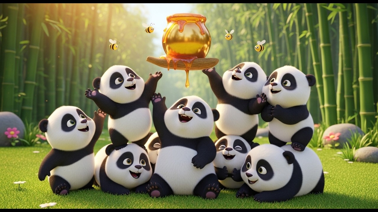 Ten Little Pandas 🐼🍯 Honey Challenge | Fun Counting Adventure for Kids