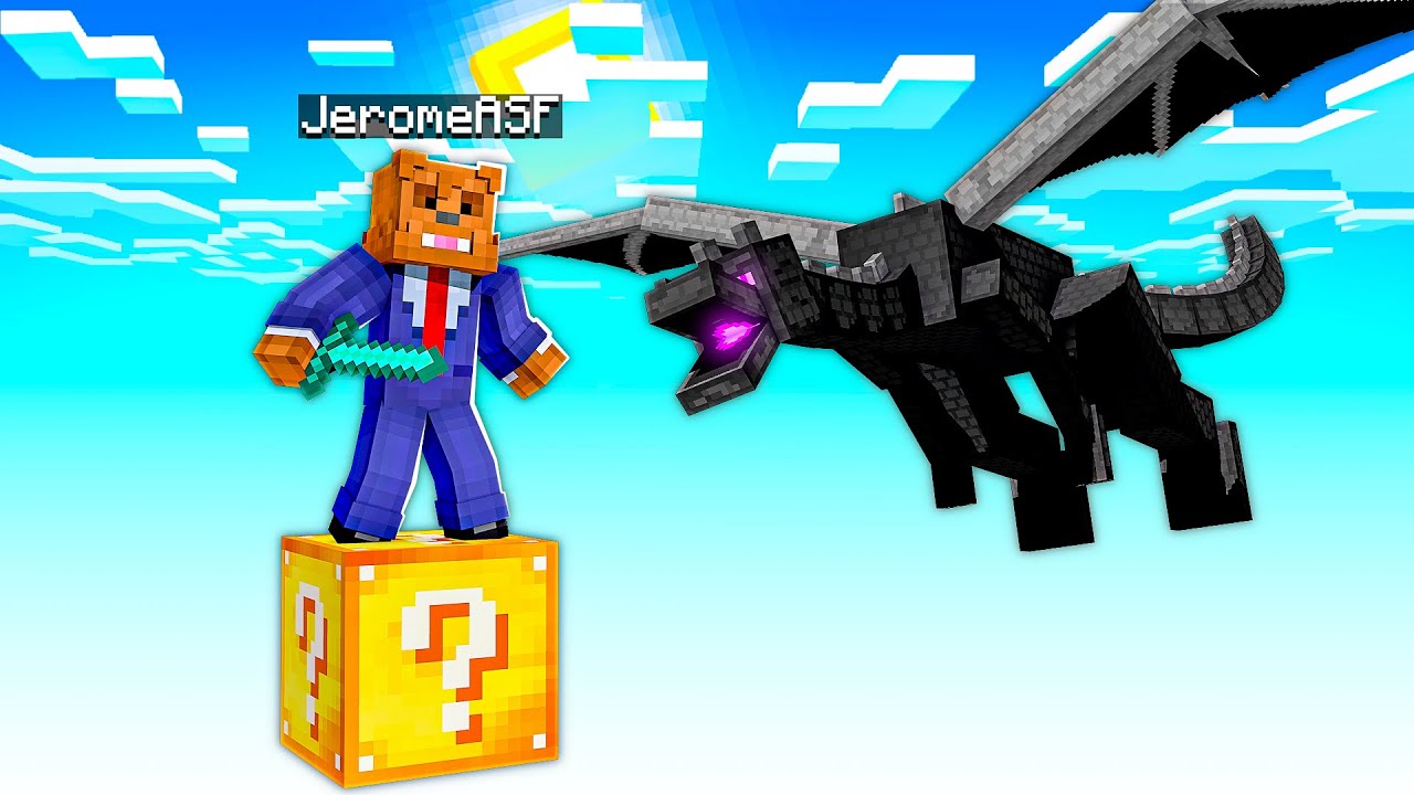 Defeating The Ender Dragon On One Lucky Block In Minecraft