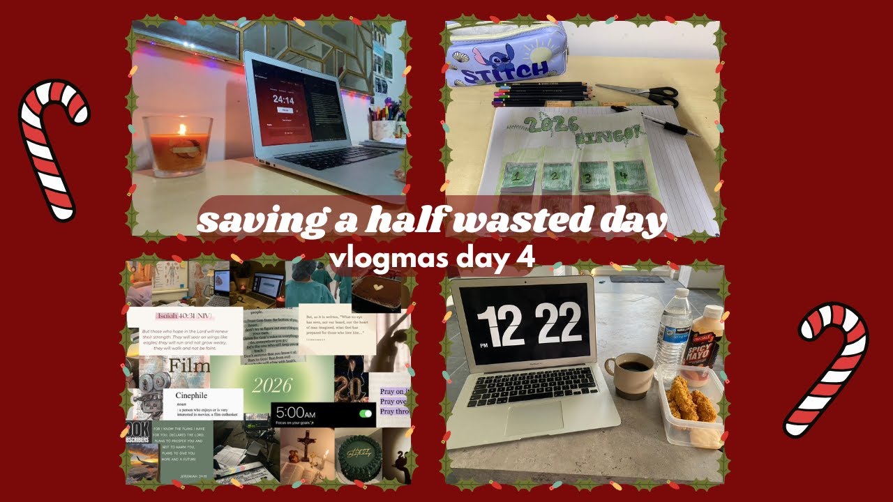 DITL- making 2026 vision/prayer board & studying | Vlogmas Day 4 🎄🎁