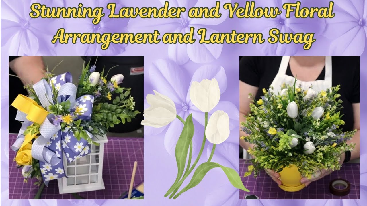 Beautiful Lavender and Yellow Floral Arrangement with Matching Lantern Swag  Hard Working Mom
