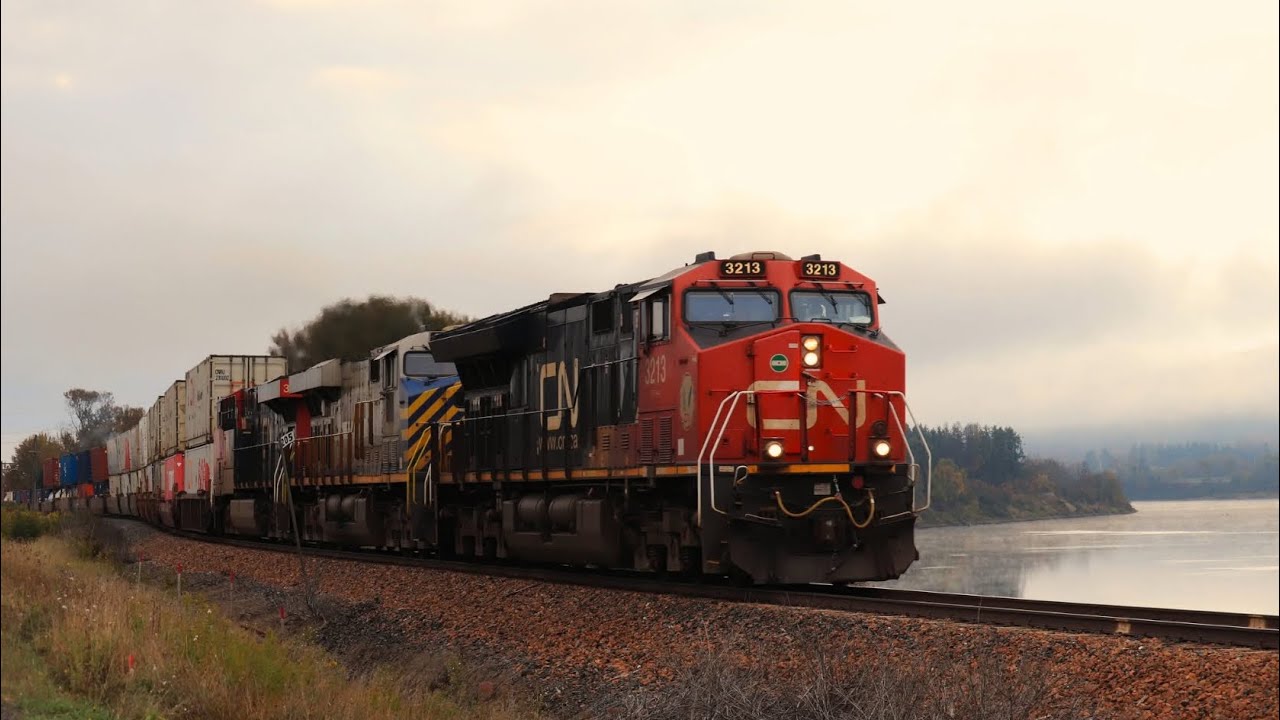 Slow Order Lifted! CN 3213 Highballs  Z121 Through Saint-Andre At Track Speed!