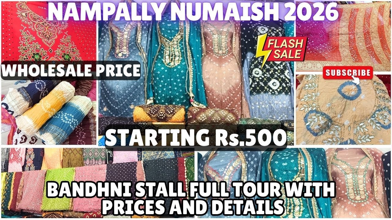 ₹500 WHOLESALE BANDHNI | Full Tour | Suits, Sarees & Kids Wear | Nampally Numaish 2026#numaish #fyp