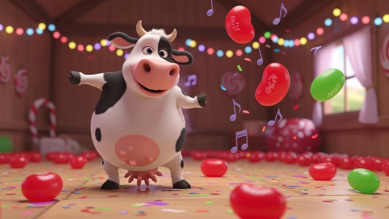 Moo Moo Cow and Friends Dance on a Candy Jelly 🌈🍬🐮🎶 | Fun Dance Rhyme for Kids | Nursery Rhymes