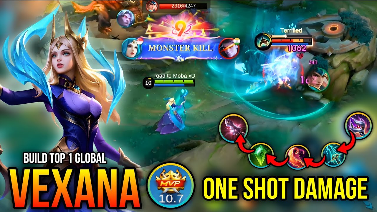 Vexana MONSTER KILL!! Insane One Shot Damage!! - Build Top 1 Global Vexana ~ MLBB